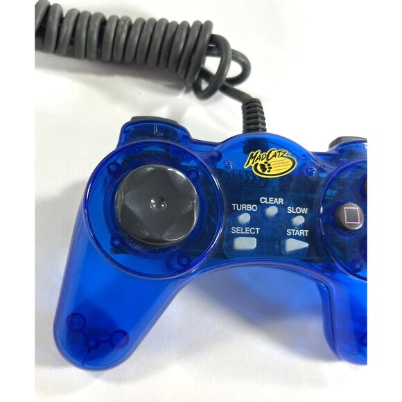 PlayStation Mad Catz Video Game Digital Controller Transparent Blue 8002 Tested - Picture 2 of 11